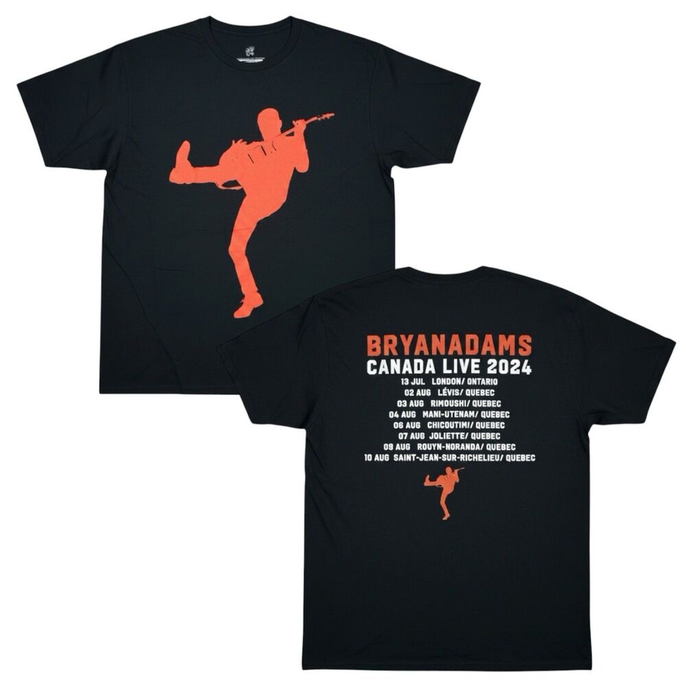 Bryan Adams Live T-Shirt Unisex L Black Canada Tour 2024 Graphic Tee Concert NEW